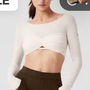 Women's White Long Sleeve Crop Top